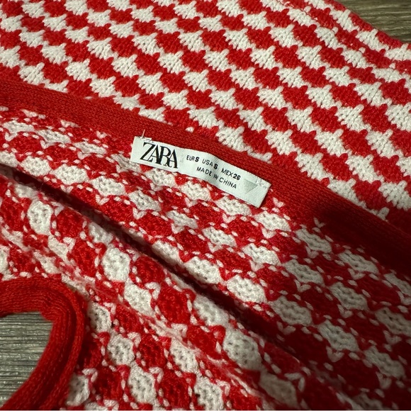 ZARA crochet halter tie crop top! Sleeveless red and white - Picture 11 of 11